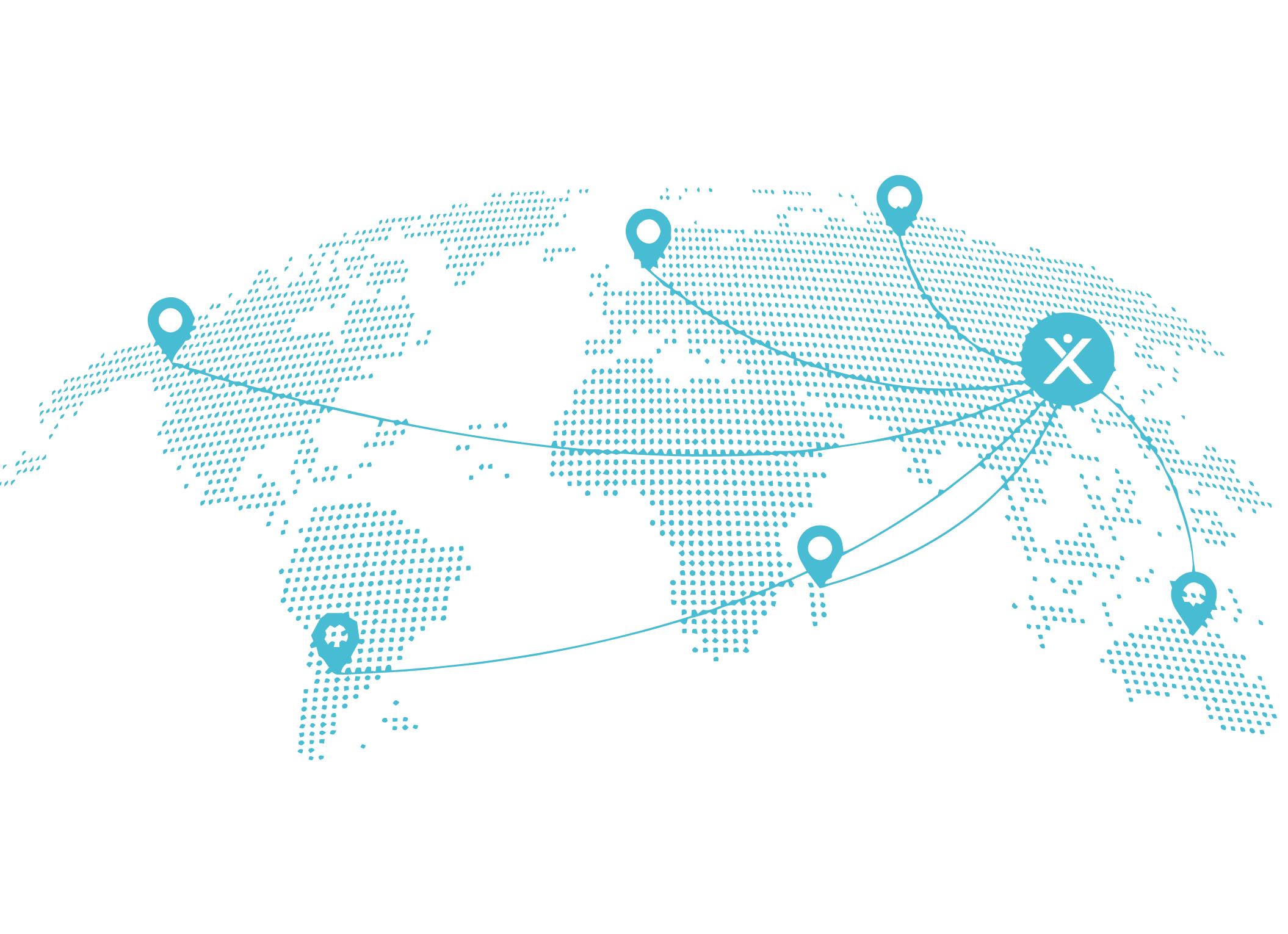 Mapa de alcance internacional de XAEA