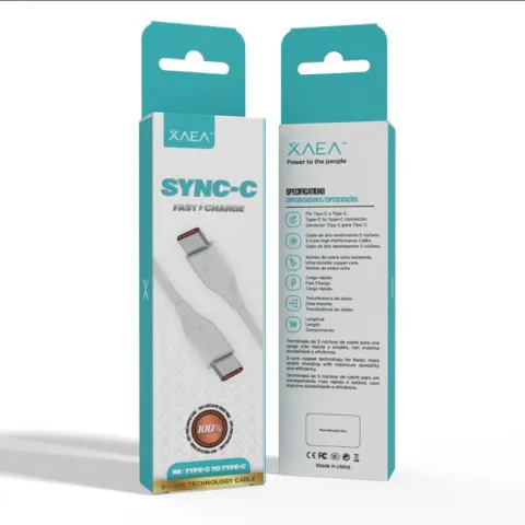 CABLE TIPO C A TIPO C MODO-141 SYNC-C - XAEA- BLANCO