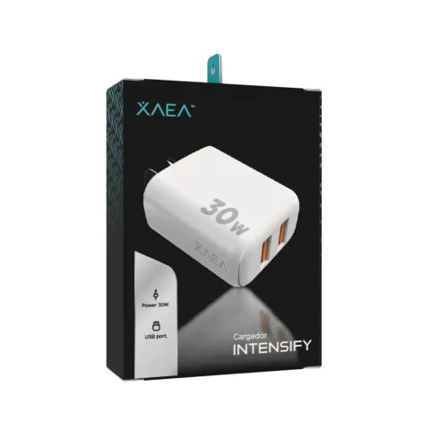 ADAPTADOR-CARGADOR 220V MODX-A015 - INTENSIFY - 2USB - XAEA - BLANCO
