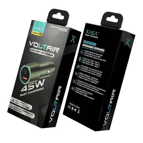 ADAPTADOR-CARGADOR 12V VOLTAIR MODX-517 - 3A - 1USB + 1TC - XAEA - VERDE