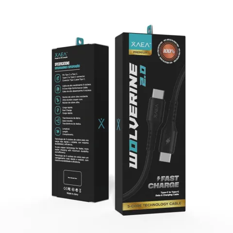 CABLE WOLVERINE TIPO C A TIPO C MODX-008R - XAEA - NEGRO
