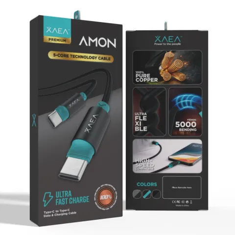 CABLE AMON TIPO C-C MODX-00IX - XAEA - NEGRO / CELESTE
