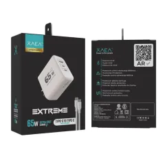 CARGADOR 220V EXTREME - 6,2A - PUERTOS USB-2 C + CABLE C-C MODX-00JK - XAEA PREMIUM - BLANCO